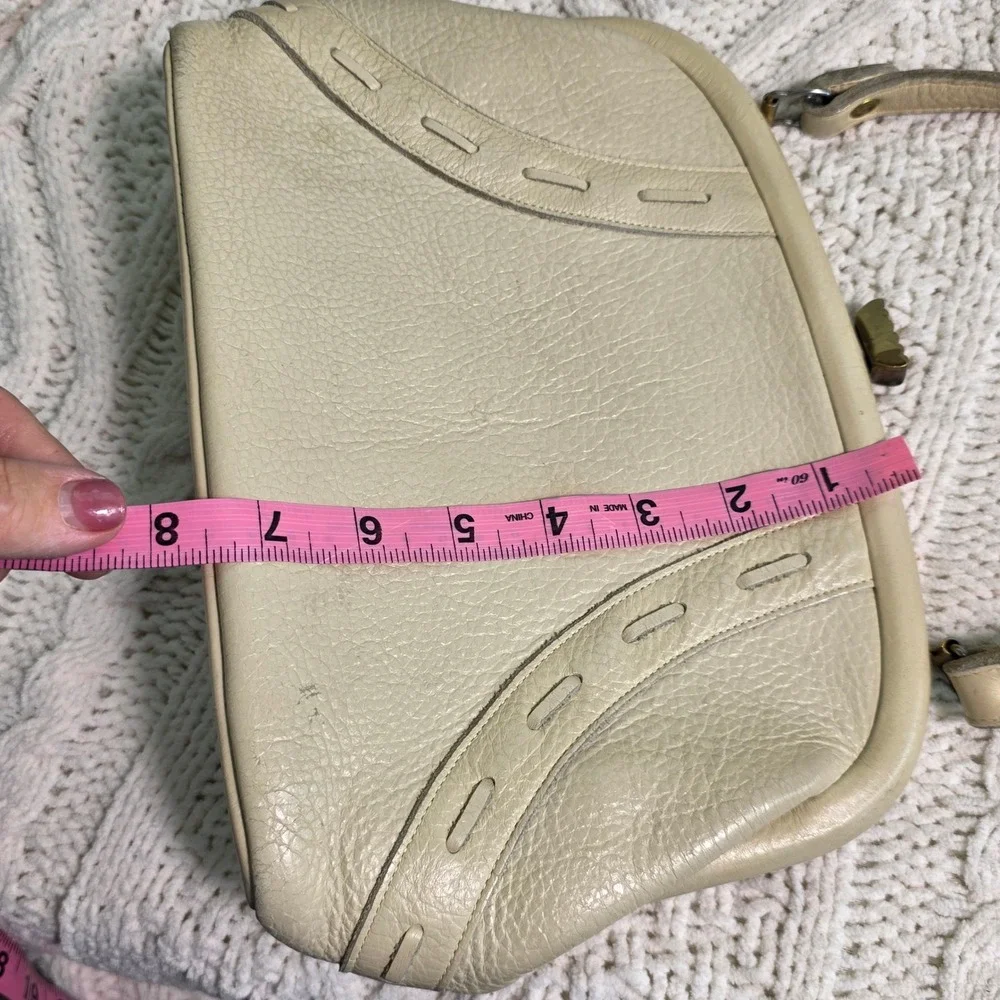 Vintage‎ Kiss Lock Handbag Cream Leather Frame Clutch Purse 50s 60s